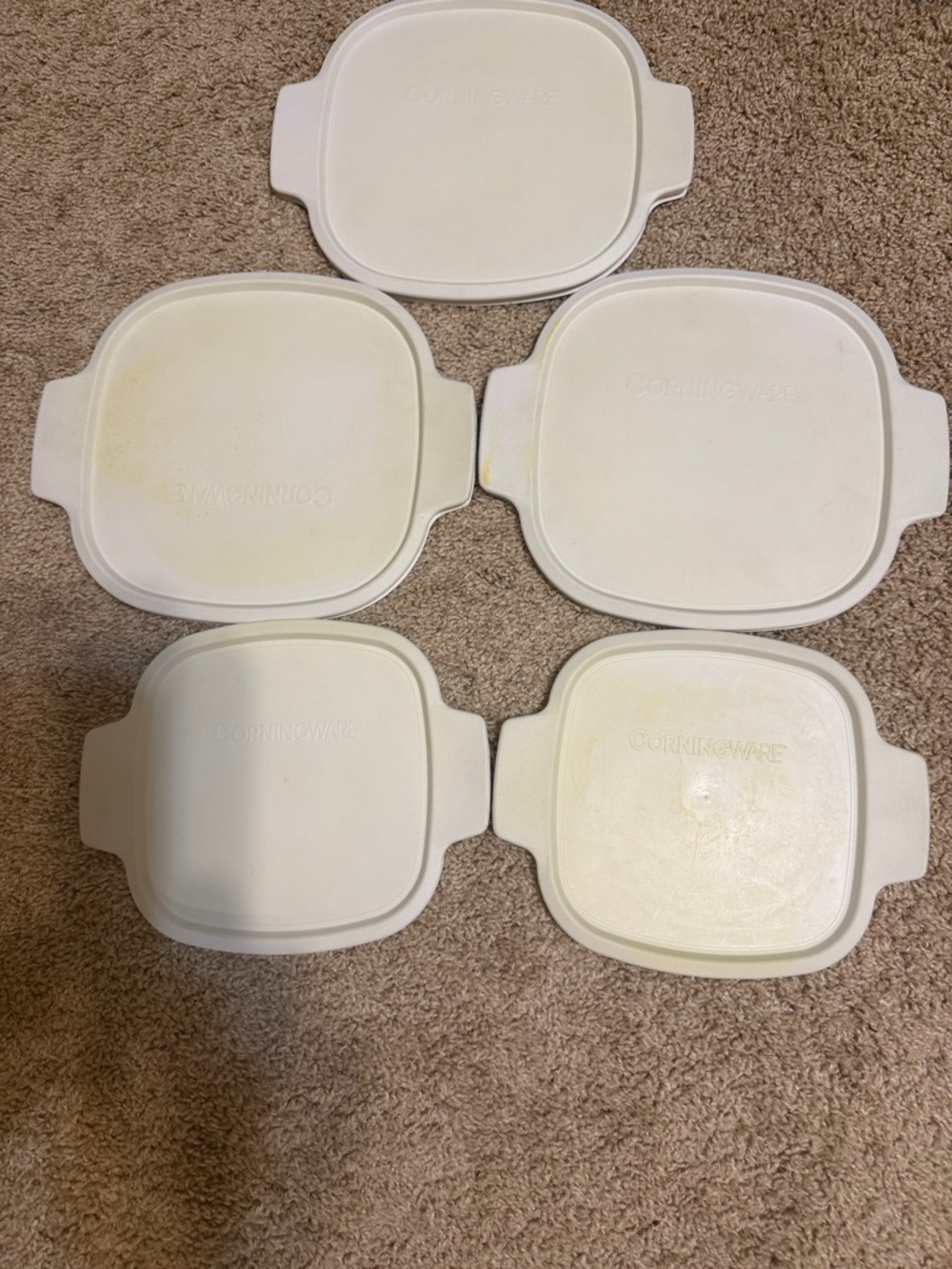 Corningware White Square Plastic Storage Casserole Lids - Set of 5